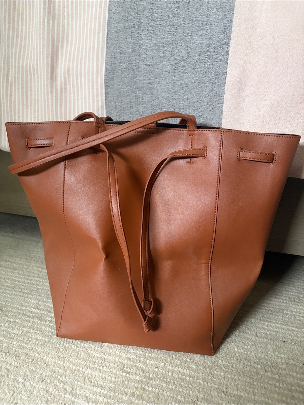 French Connection Cognac Leather Tote